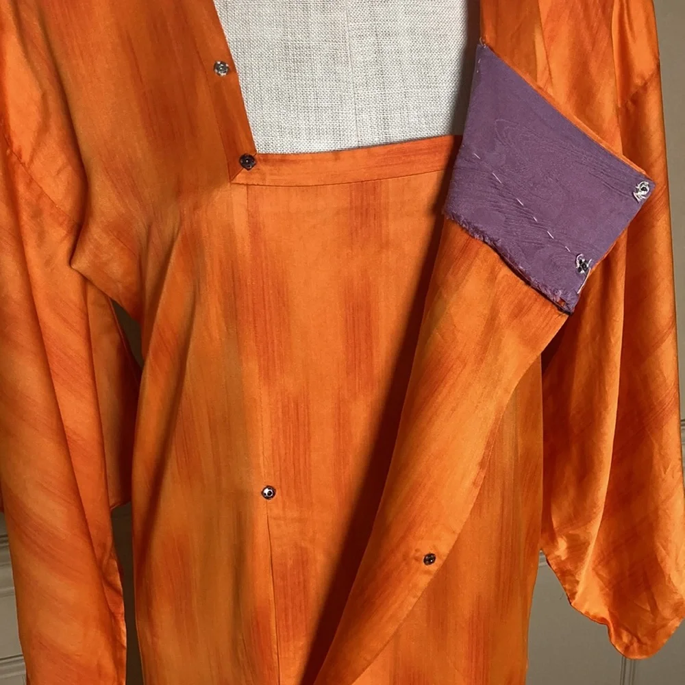 Burnt orange homemade kimono snap dress - Picture 8 of 11